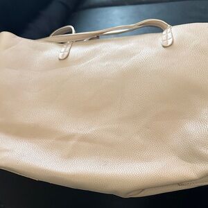 Elegant Cream Leather Tote Bag